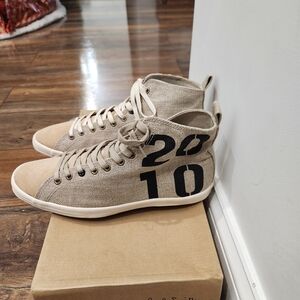 Paul Smith Beige and Black High-Top Sneakers